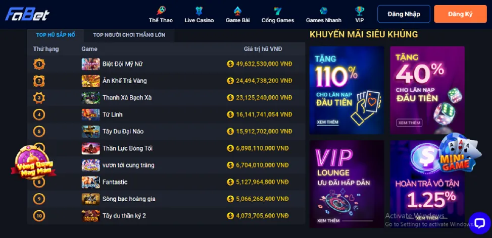 Phần câu hỏi thường gặp của 98 win